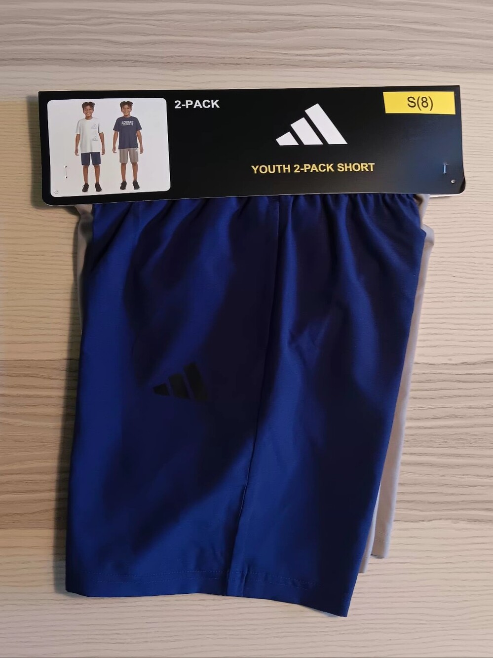 Adidas Youth 2-pack Shorts (Navy and Grey) in size Small (8)